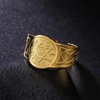 LIKGREAT Star of David Stainless Steel Ring for Men Women Vintage Celtics Knot Open Rings Amulet Wiccan Jewish Jewelry