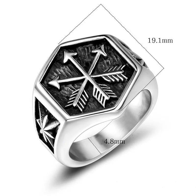 Vintage Viking Arrow Signet Ring — Stainless Steel