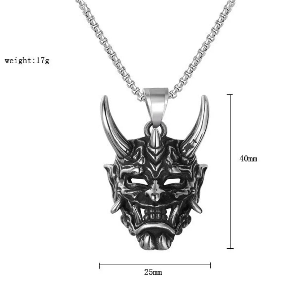 Samurai Devil Mask Pendant Necklace