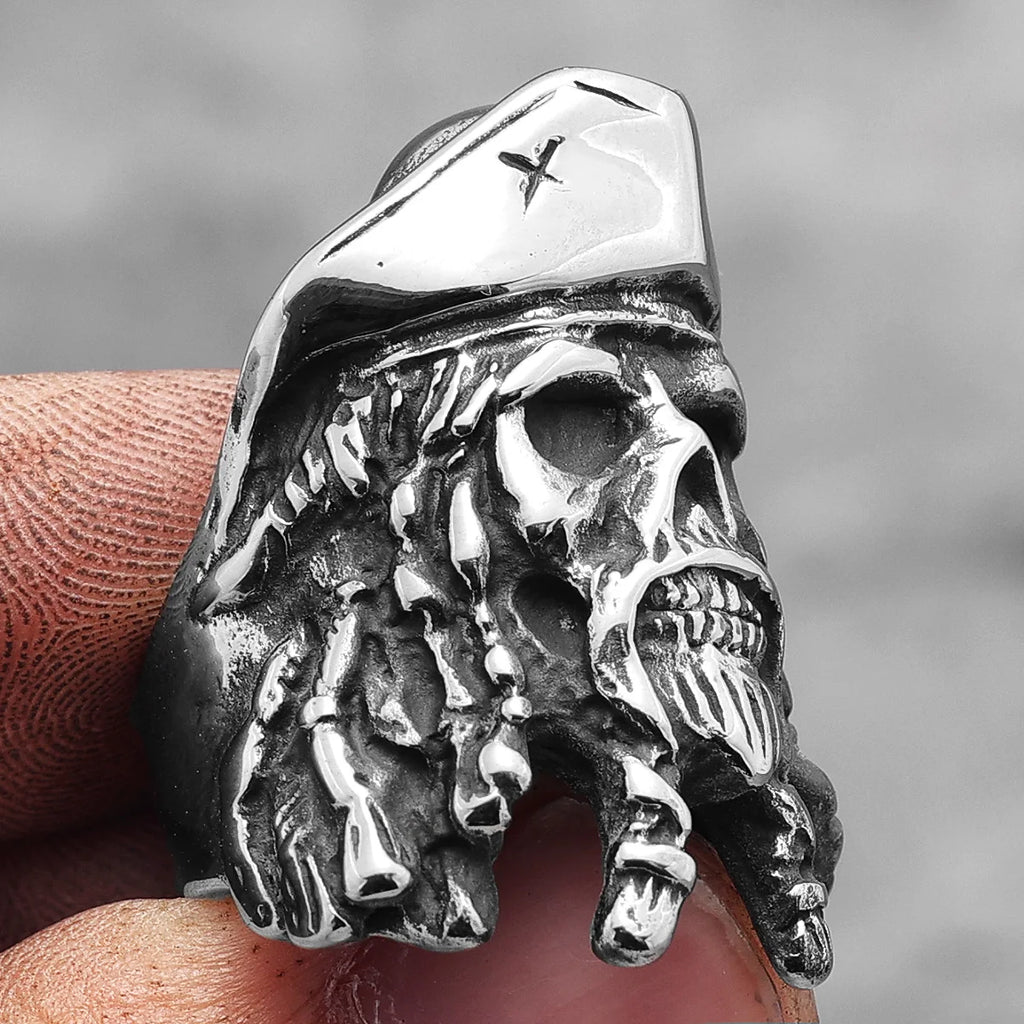 Captain Jack Pirate Skull Ring — Stainless Steel