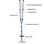 Black Hematite Blue Stone Cross Pendant Necklace — Black-Tone