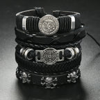 Fashion Vintage Multi Layer Men’s Bracelets Cross Bone Skull Head Retro Scripture Wolf Head Punk Style Leather Bracelets Gifts