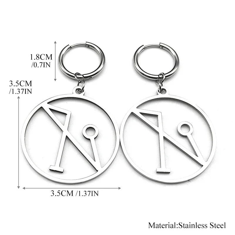 Angel Wings Occult Sigil Silver Earrings Archangel