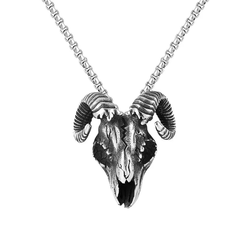 Gothic Satanic Skull Stainless Steel Pendant Necklace