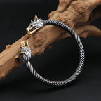 Viking Double Wolf Head Bracelet — Stainless