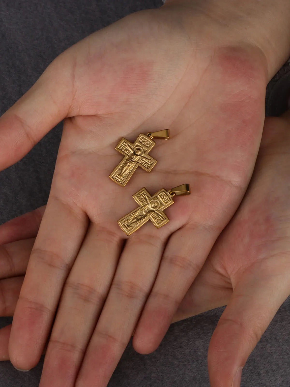 Russian Orthodox Crucifix Cross Pendant — Stainless Steel