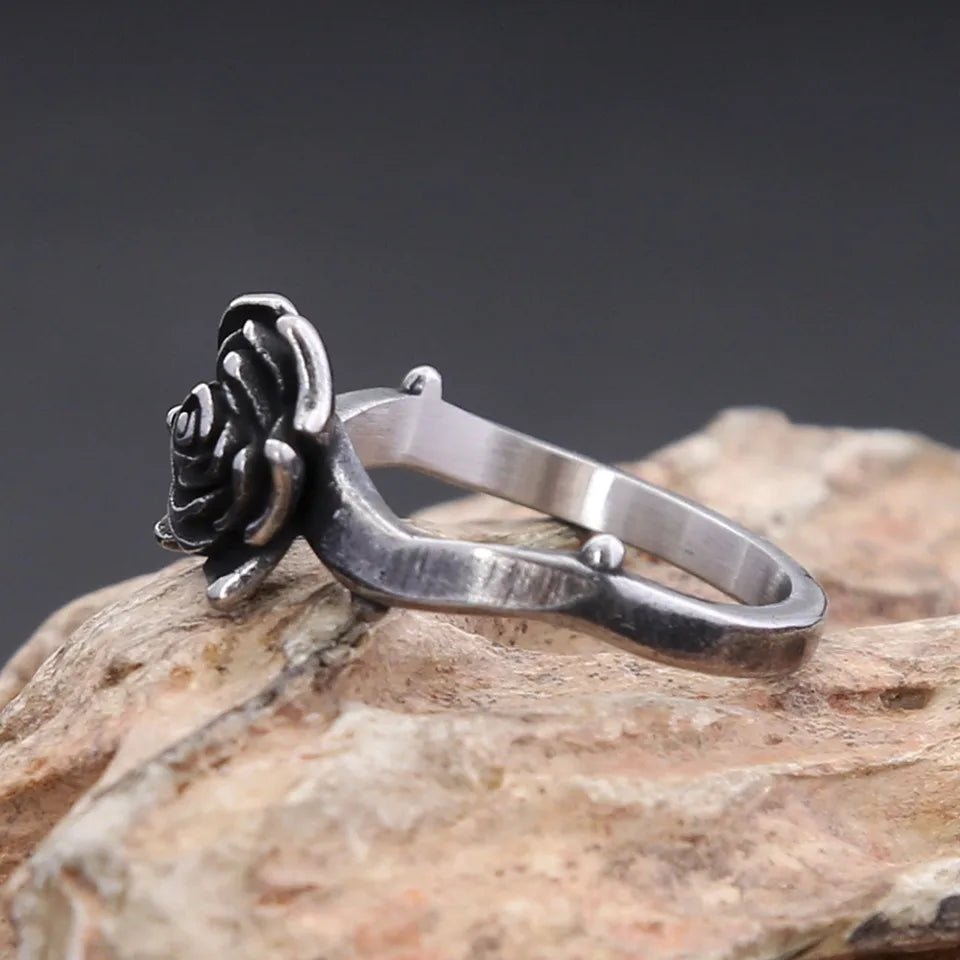 Black Rose Ring — Stainless Steel