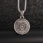 Sun Hugging Moon Round Pendant — Stainless Steel