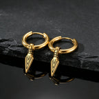 Viking Spearhead Dangle Hoop Earrings — Stainless Steel