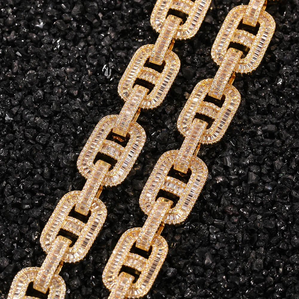 Uwin Miami Necklaces 15mm Cuban Link CZ Baguette Prong Setting  Iced Out Zircon Pave Luxury Bling Jewelry Fashion Hiphop For Men