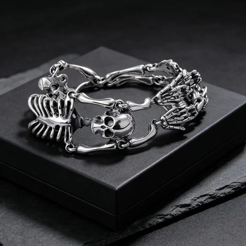 Gothic Skull Body Chain Bracelet — Stainless Steel