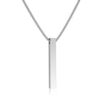 Stainless Steel 3D Bar Pendant Necklace Minimal