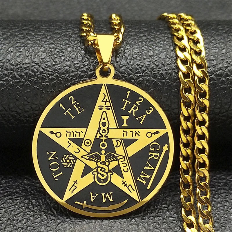 Solomon Pentagram Gold Pendant Necklace