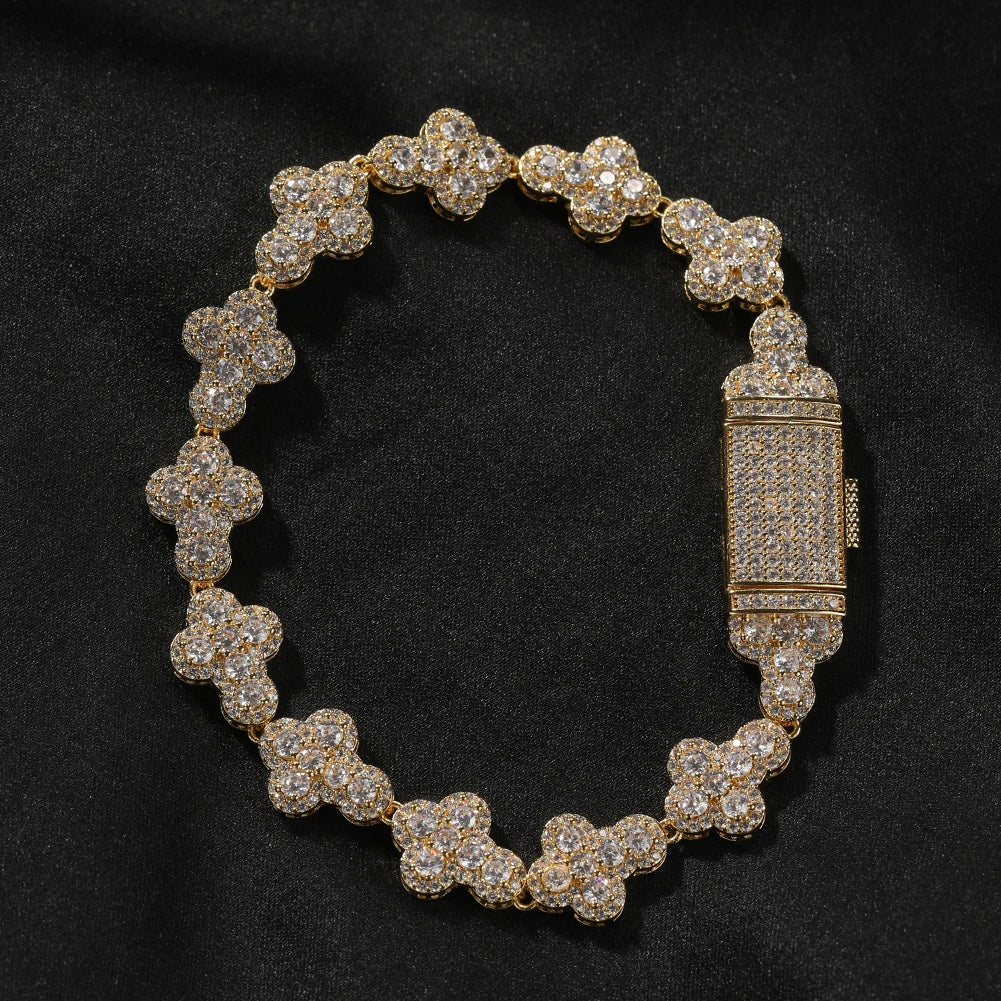 THE BLING KING 11mm Full Cross Charm Chain Bracelet For Men Sparkle Iced Out 5A+ Cubic Zirconia Tennis Link Hip Hop Punk Jewelry