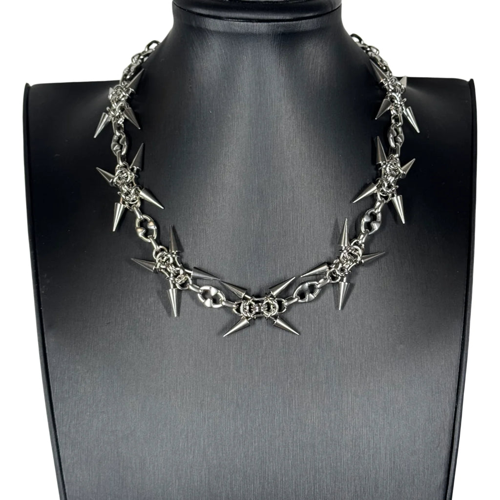 Punk Grunge Goth Rivet Splice Chain Geometric Necklace & Bracelet