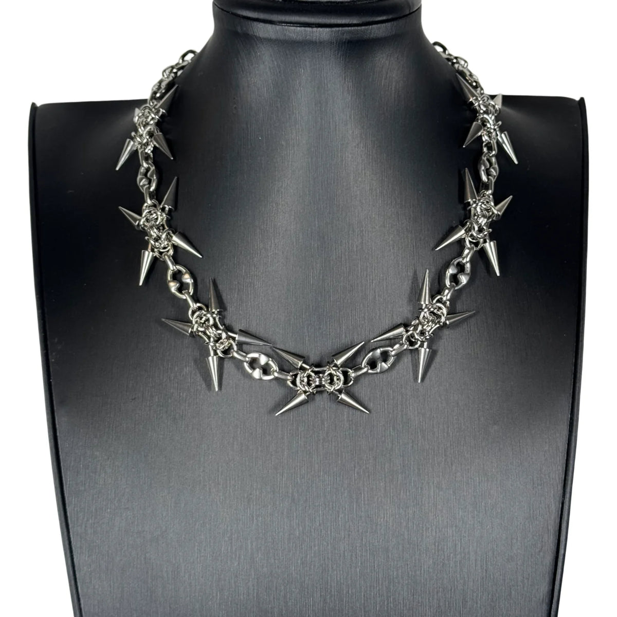 Punk Grunge Goth Rivet Splice Chain Geometric Necklace & Bracelet