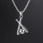 Silver Baseball Bat Pendant Necklace Stainless Steel