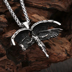 Angel Wings Steel Pendant Vintage Praying Hand