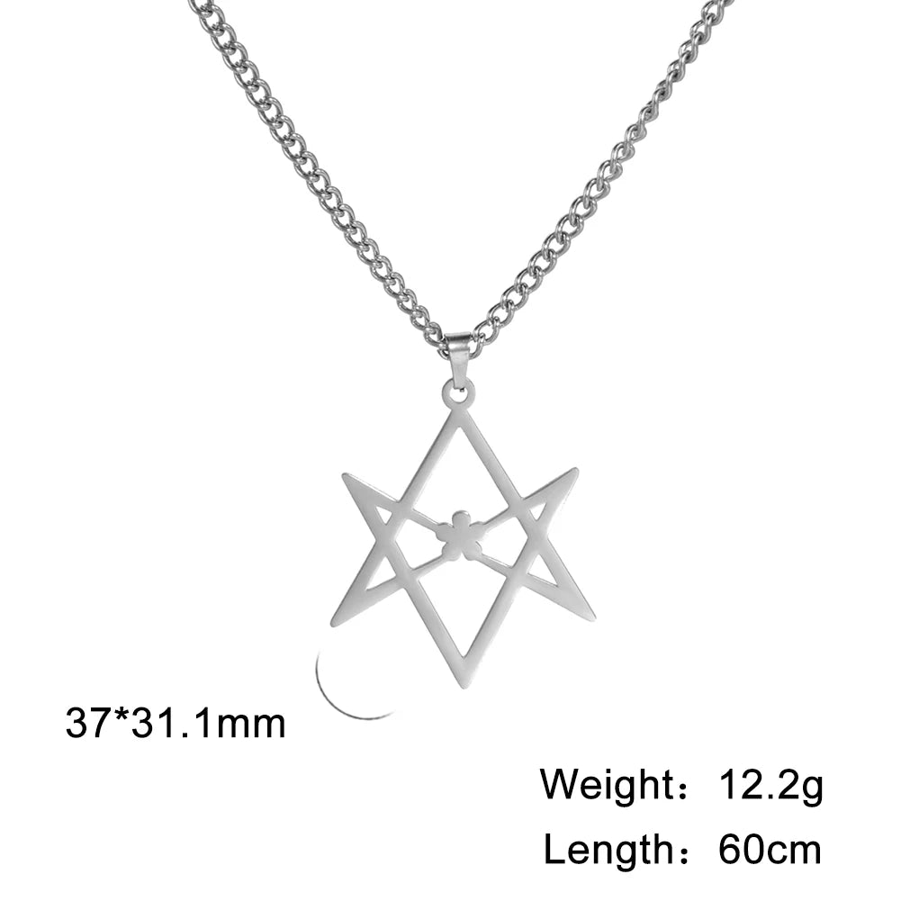 Thelema Unicursal Hexagram Pendant Necklace — Stainless Steel