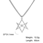 Thelema Unicursal Hexagram Pendant Necklace — Stainless Steel