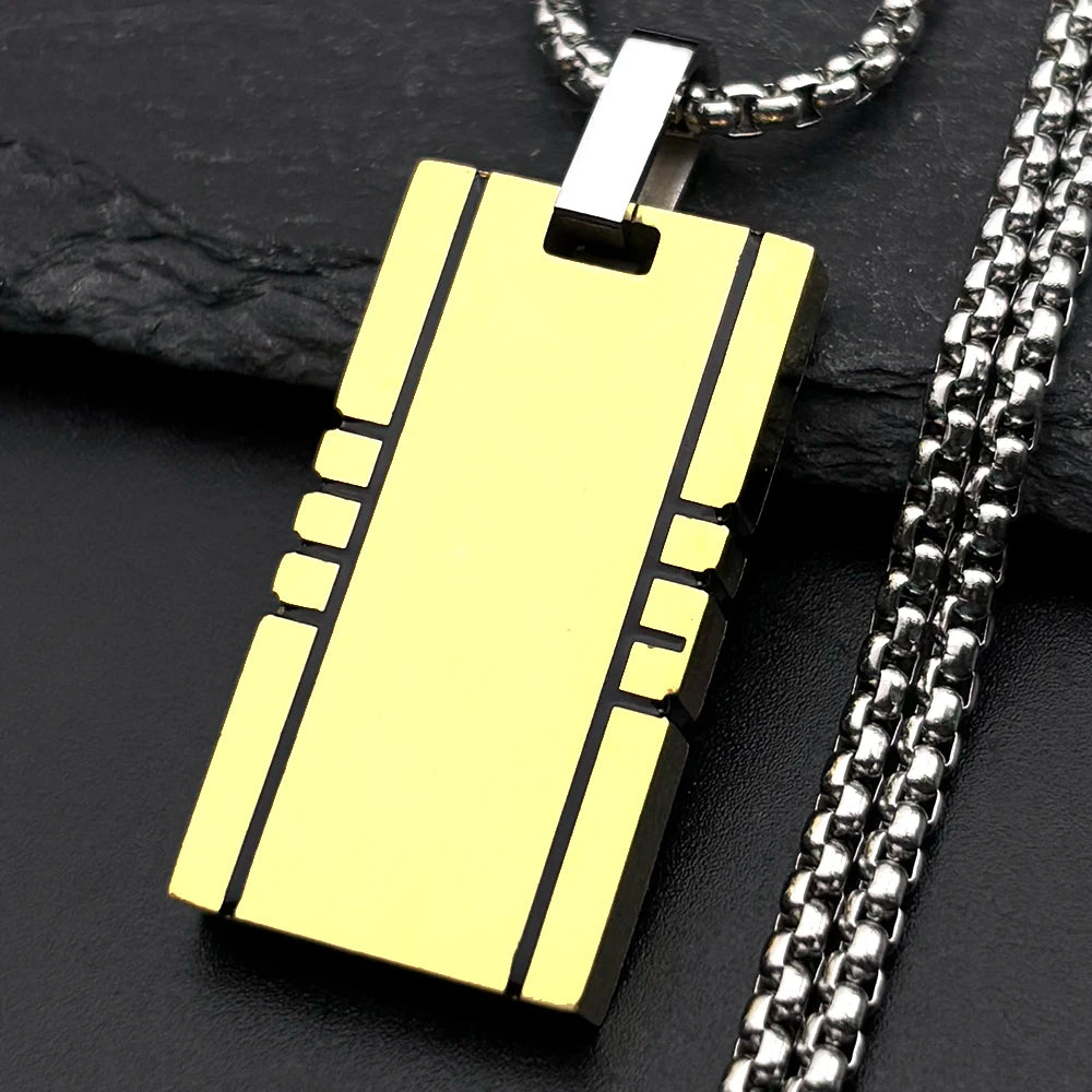 Hiphop Titanium Steel Dog Tag Pendant Necklace For Women Men Stainless Steel Gold Color Punk Male Square Chain Jewelry