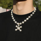 THE BLING KING Drake's Same 12mm CZ Beads Pendant Necklace For MenRound Cubic Zircon Iced Out Choker Luxury Rock Hip Hop Jewelry