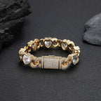 Iced Out Heart Cuban Bracelet 12MM Stainless Steel