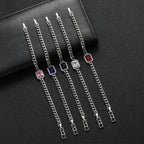Iced Out Cuban Bracelet Stainless Steel Square Stone
