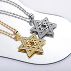 Gold Iced Out Hexagon Pendant Rope Chain Necklace