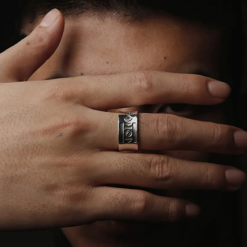 Retro SOYOMBO Mongolian Ring For Men Silver Color Punk Gothic Open Ring Blessing Jewelry Unisex Accessories Lovers Gift