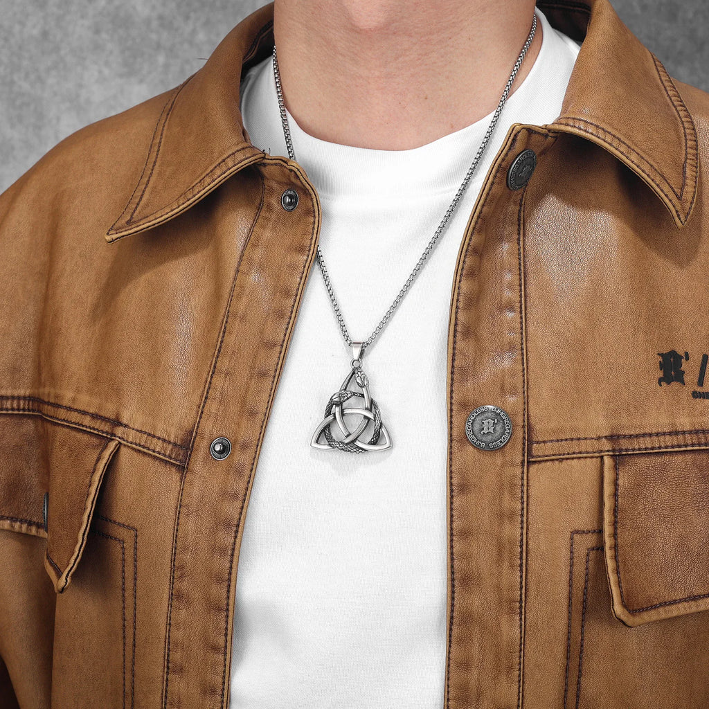 Viking Snake Pendant Necklace — Stainless Steel