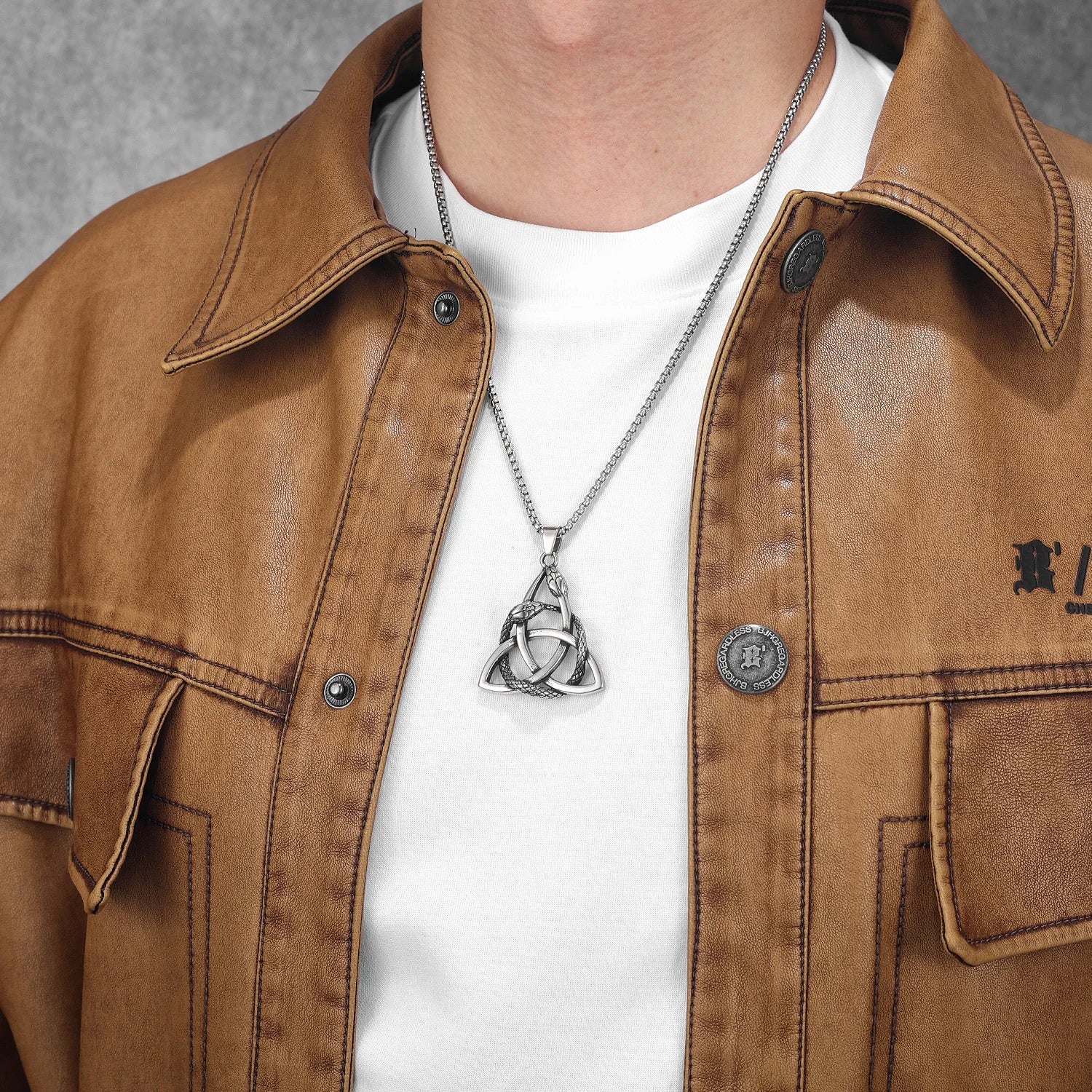 Viking Snake Pendant Necklace — Stainless Steel