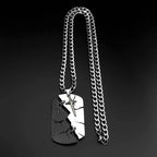 Hip Hop Two-tone Split Cracked Dog Tag Movable Starburst Cross Pendant Necklace for Men Stainless Steel Amulet Chain Jewery