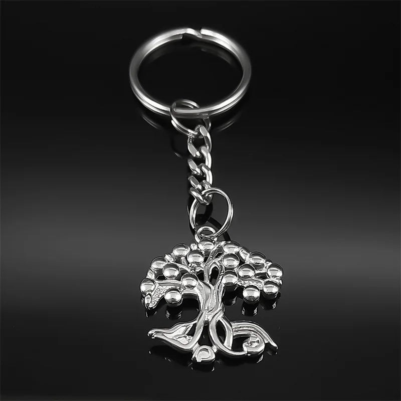 Tree Of Life Silver Pendant Key Hollow Plant Bag