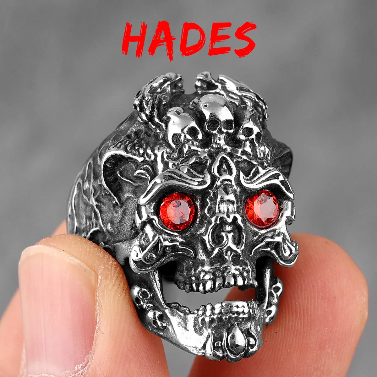 Vintage Punk Gothic All Skull Head Series Stainless Steel Womens Mens Rings Unique for Biker Jewelry Creativity Gift
