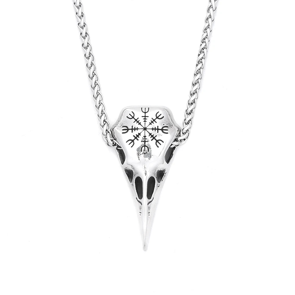 Viking Raven Stainless Steel Pendant Necklace