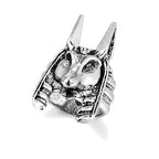 classic Anubis Alloy Ring, Men's Gothic Hip Hop Jewelry, Retro Steel Warrior Band (Steel Color) For Male Boy