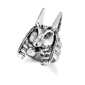 classic Anubis Alloy Ring, Men's Gothic Hip Hop Jewelry, Retro Steel Warrior Band (Steel Color) For Male Boy