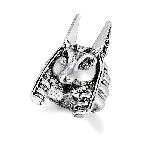 classic Anubis Alloy Ring, Men's Gothic Hip Hop Jewelry, Retro Steel Warrior Band (Steel Color) For Male Boy