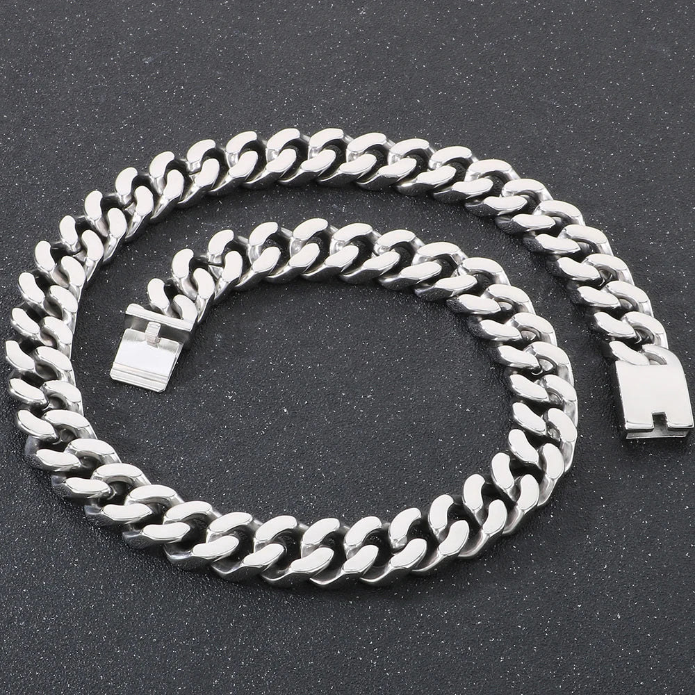 Massive Cool 20mm Width 70cm Long Chain Man Necklace 316L Stainless Steel Curb Cuban Link Chains On Neck Jewelry Men's