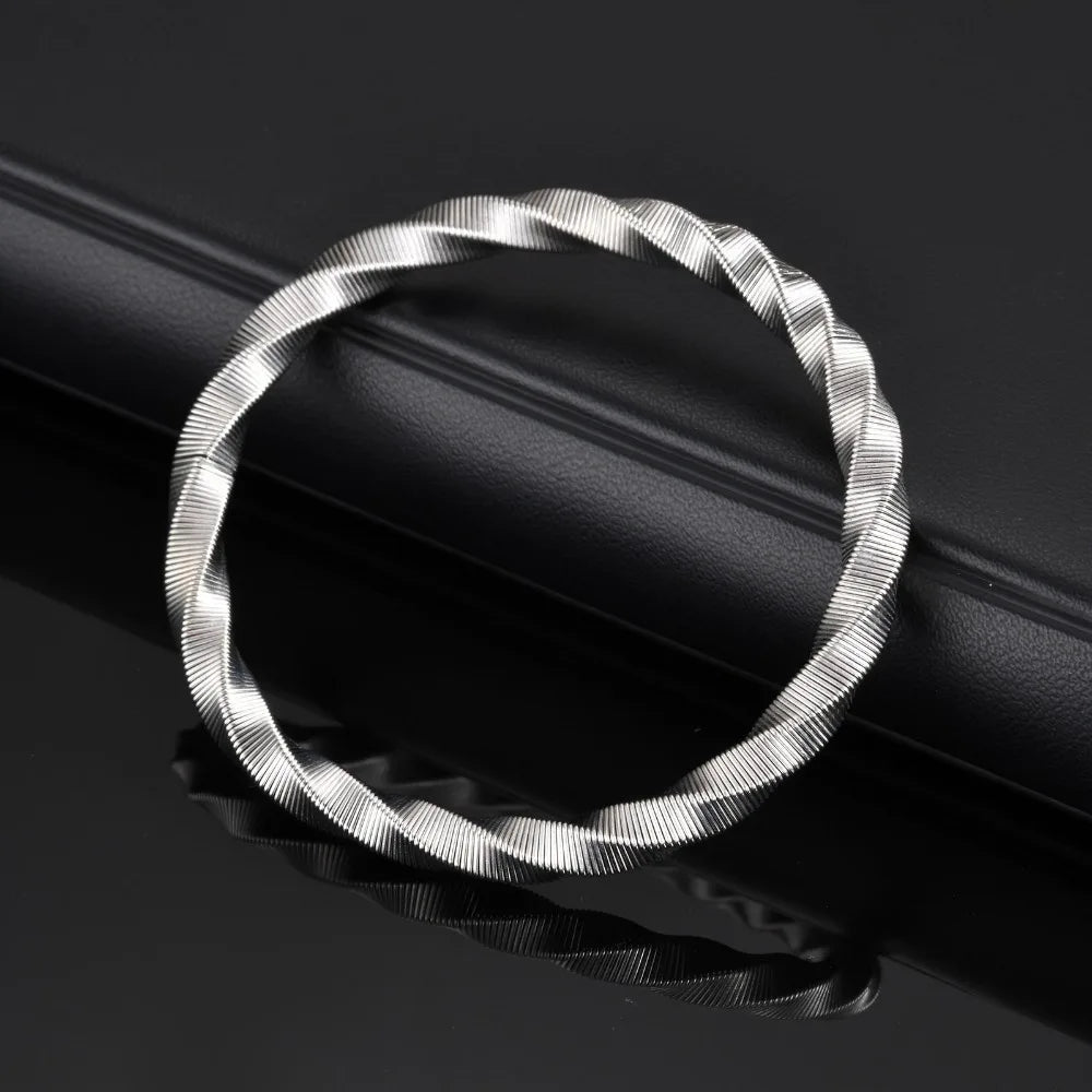 Somen Hollow Mesh Mobius Bracelets For Men Silver Color Flexible Stainless Steel Wide Edge String Bracelet Wedding