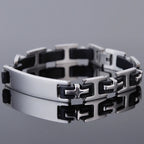 Religious Cross Men's Bracelets & Bangles Stainless Steel Black Silicone ID Bracelets for Man Boys Male Jewelry Gifts
