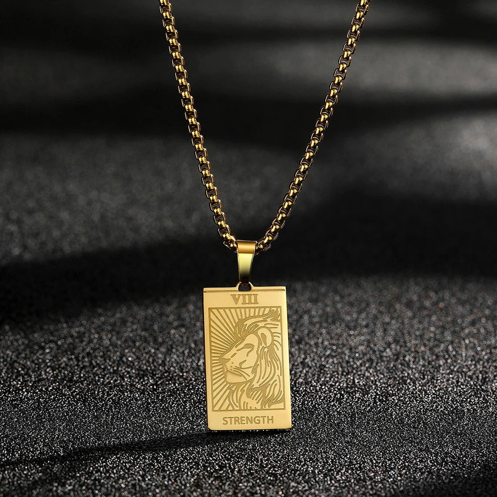 Strength Lion Tarot Pendant — Stainless Steel