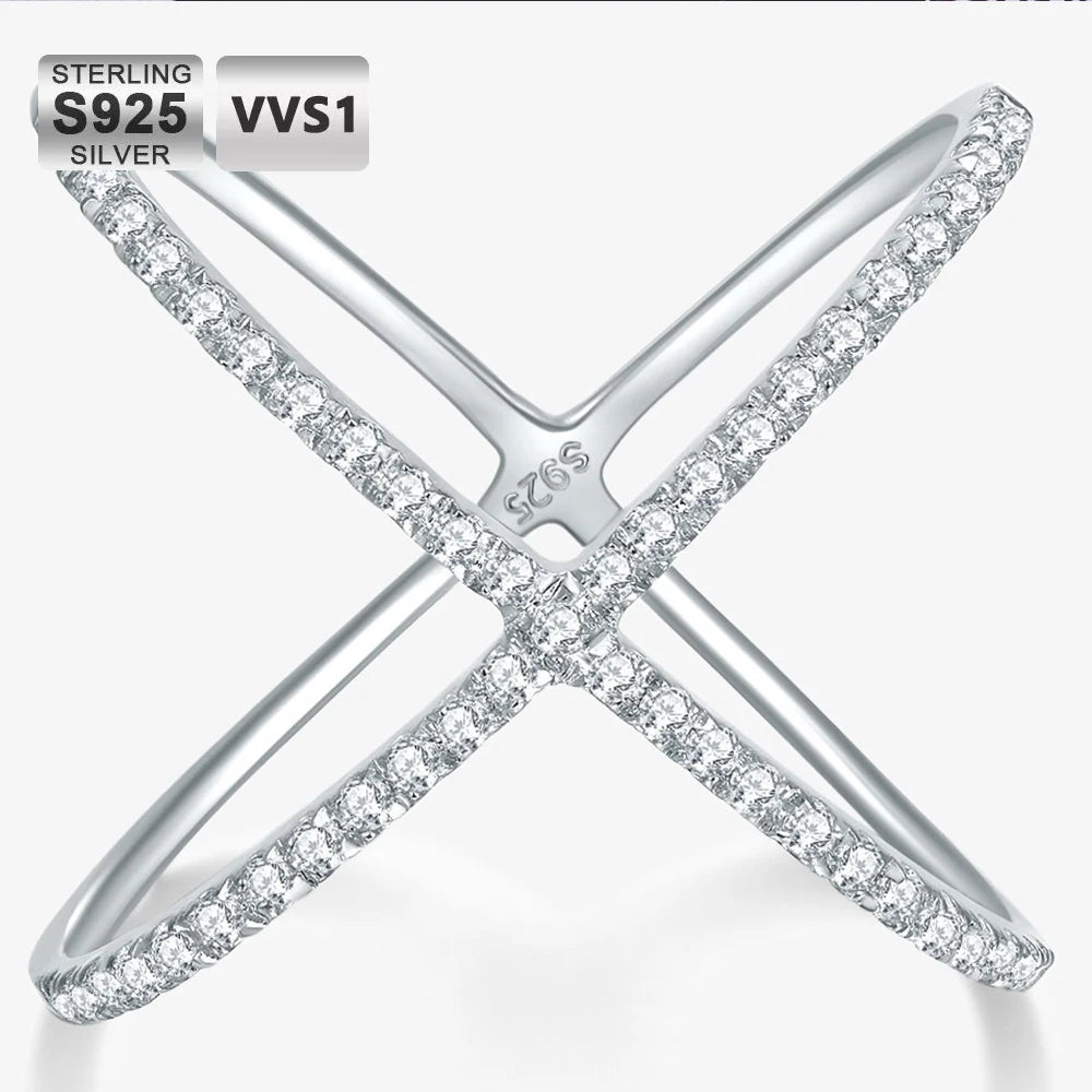 925 Silver X Design Moissanite Ring VVS