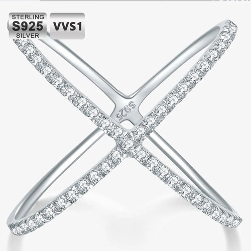 925 Silver X Design Moissanite Ring VVS