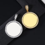 Large Round Photo Customized Pendant Necklace For Women Men Full Zirconia Neck Chain Hiphop Jewelry Memory Couple
