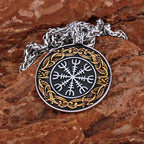 Nordic Mythology Courageous Men Helmet of Awe Necklace Handmade Gold Color Celtic Knot Amulet Biker Party Club Pendant