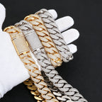 ESKEEM Customized Heavy Cuban Chain 22mm 5Rows Iced Out Cubic Cuban Link Chain Hiphop Necklace Bracelet Set Gift