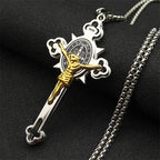 Saint Benedict Crucifix Cross Pendant — INRI Box Chain 60cm