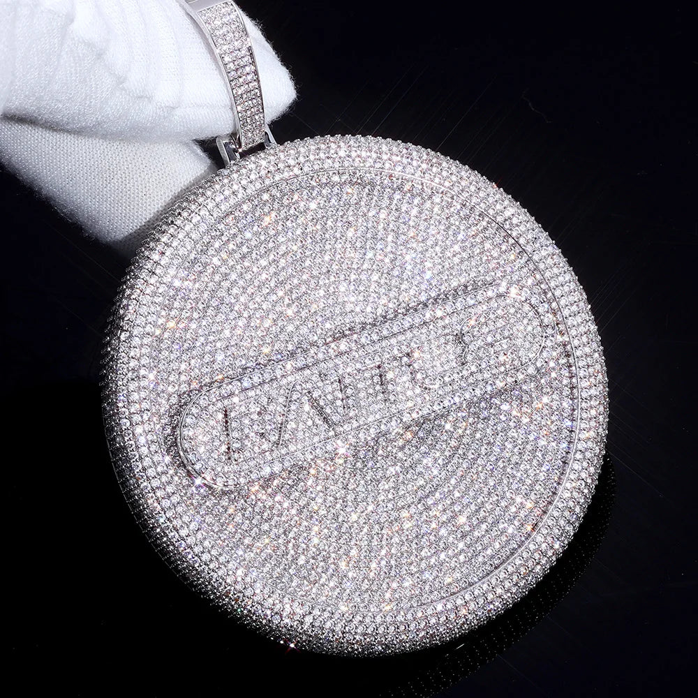 Iced Out Letter Pendant Necklace Round 8CM